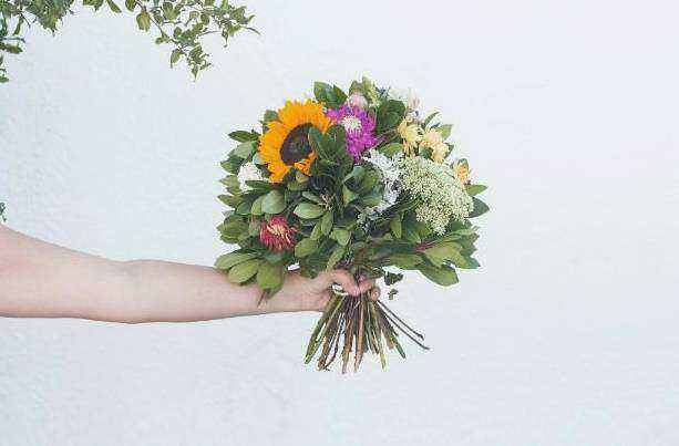 Eco bouquet on bench